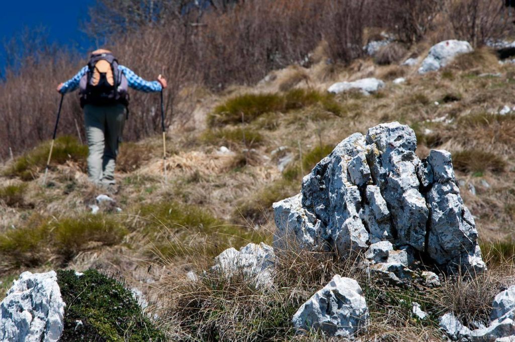 Monte Pizzoccolo dalla Cresta Sud: escursionista